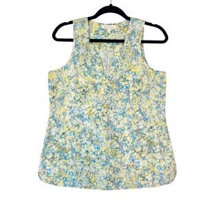 Etcetera Tank Top Women's Size 2 Yellow Blue‎ Abstract Lightweight 100% Cotton